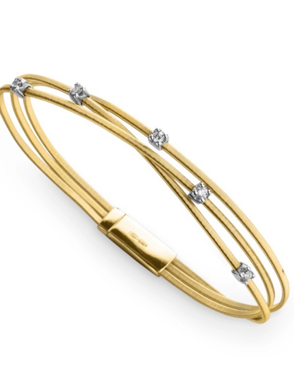 Marco Bicego Yellow Gold Triple Bangle with Diamond Accents
